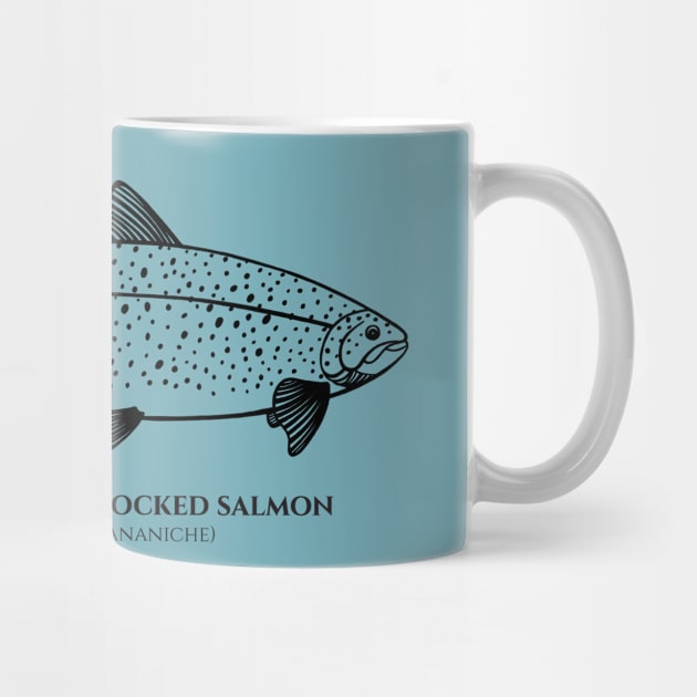 Landlocked Salmon with Common and Scientific Name - fish design by Green Paladin